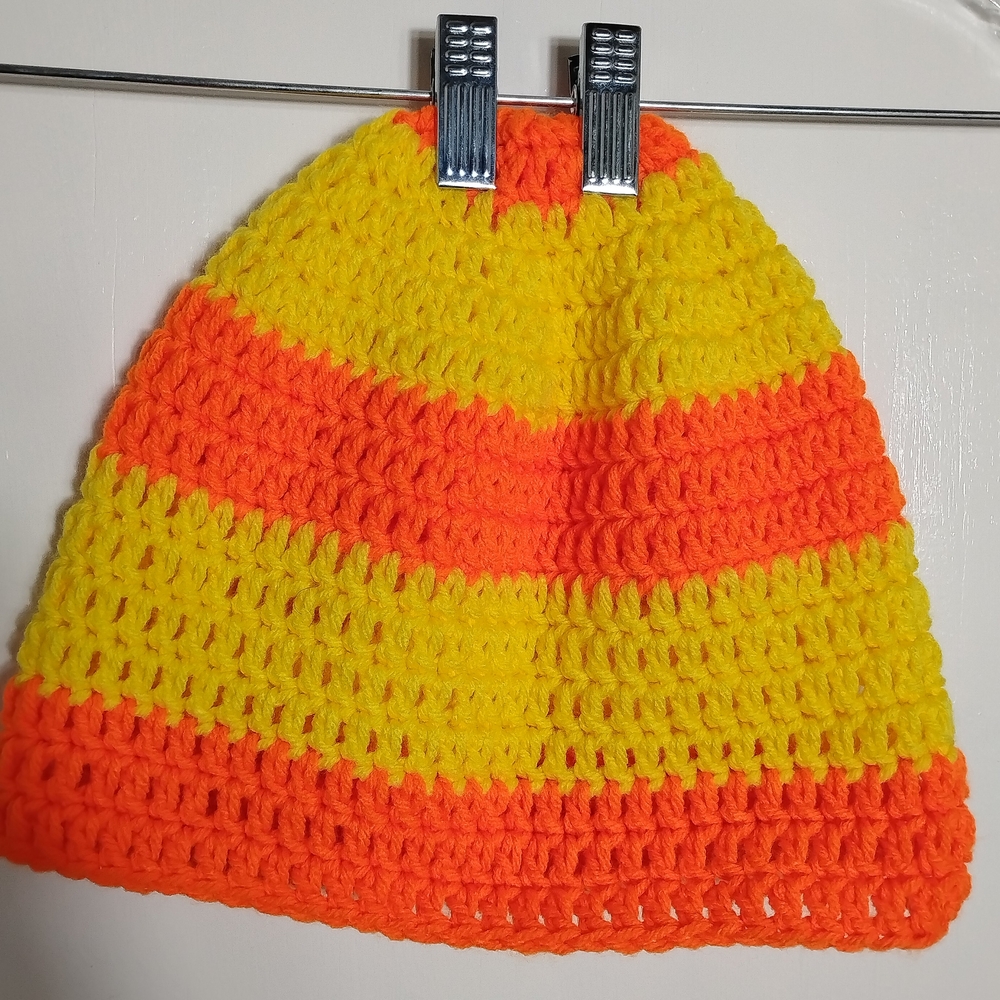 Men And Women Orange and Yellow Striped Beanie